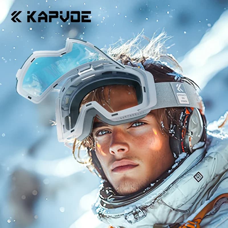 Kapvoe Occhiali da neve fotocromatici Uomo Magenetic Flip Over Motoslitta Anti-Fog Occhiali da snowboard Donna Sci UV400 Occhiali da ciclismo