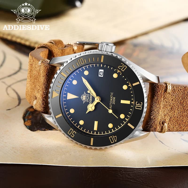 ADDIESDIVE Orologio da uomo Vetro zaffiro 20Bar Impermeabile Acciaio inossidabile 316L Display Windows Orologi meccanici automatici