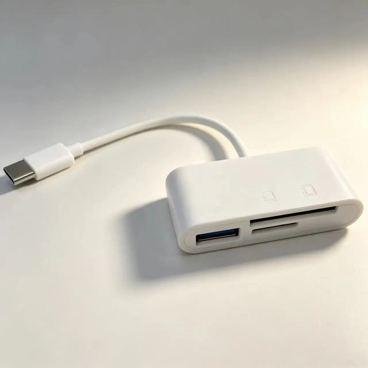Type‑C OTG Card Reader Adapter, 3‑in‑1 USB‑C to USB‑A SD TF Memory Card Reader, For Phone Tablet Laptop