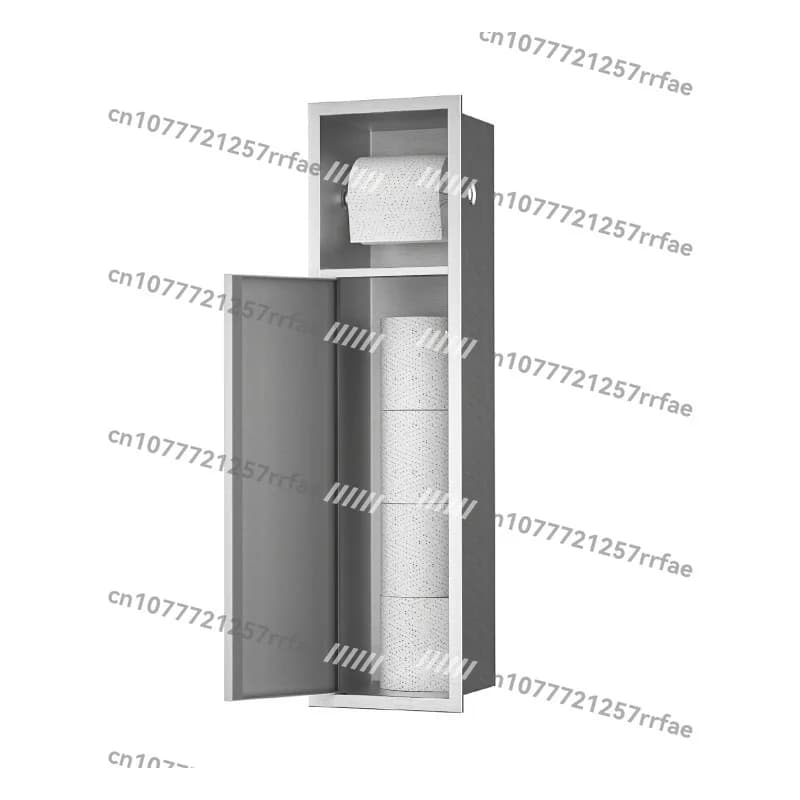 Porta carta igienica da incasso premium in acciaio inox con portaoggetti moderno per il bagno