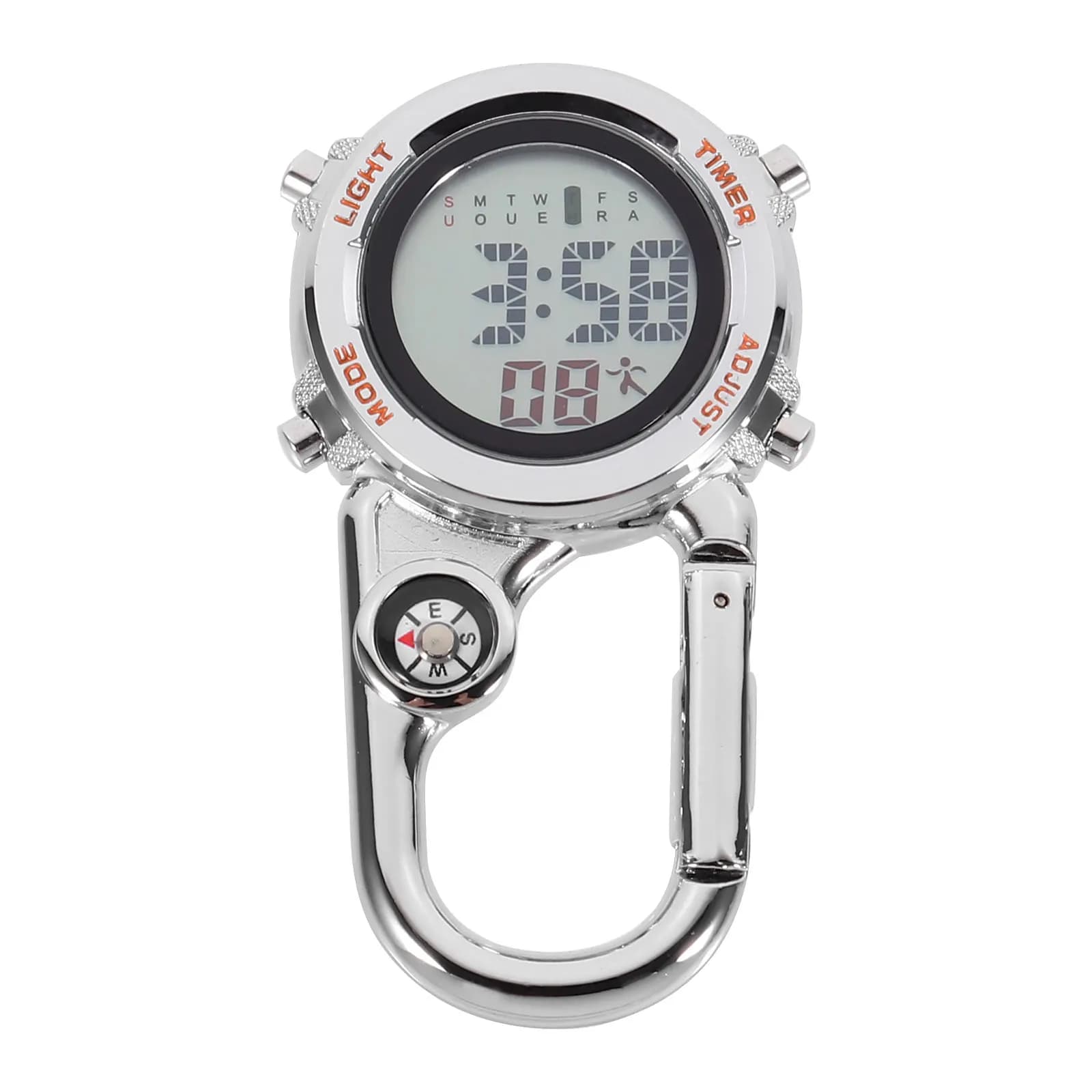 1Pcs Backpack Fob Watch Outdoor Hanging Carabiner Watch Compass Multi-Functional Clip Portable for Camping Climbing