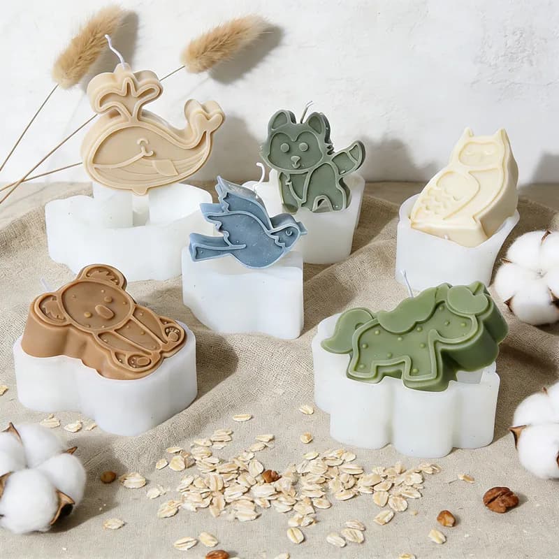 Animal Shaped Silicone Stamp - Fai-da-te Tool for Candles, Aromatic Flavour, Gesso (Uccello, Delfino, Koala, Flying Dog, Horse) for Creative Craft Creations for Home