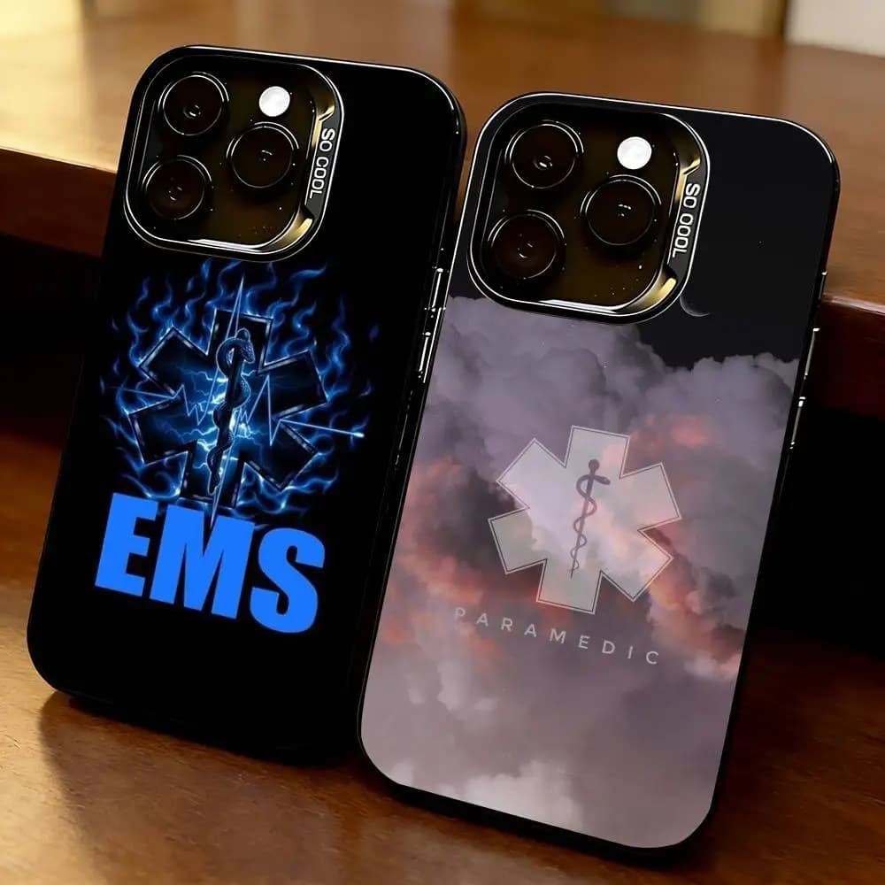 Ambulance EMS-S EMT Phone Case For iPhone 17,16,15,14,13,12,11 Plus,Pro Max,XS,Colorful Silver Phone case Funda Cover