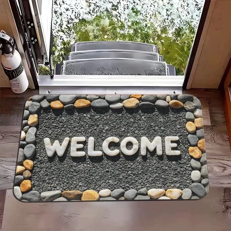 VIKAMA Retro Dark Tone Oil Painting Daisy Persimmon Mat, Non-Slip Door Rug for Bathroom & Entryway, Moody Art Home Decor