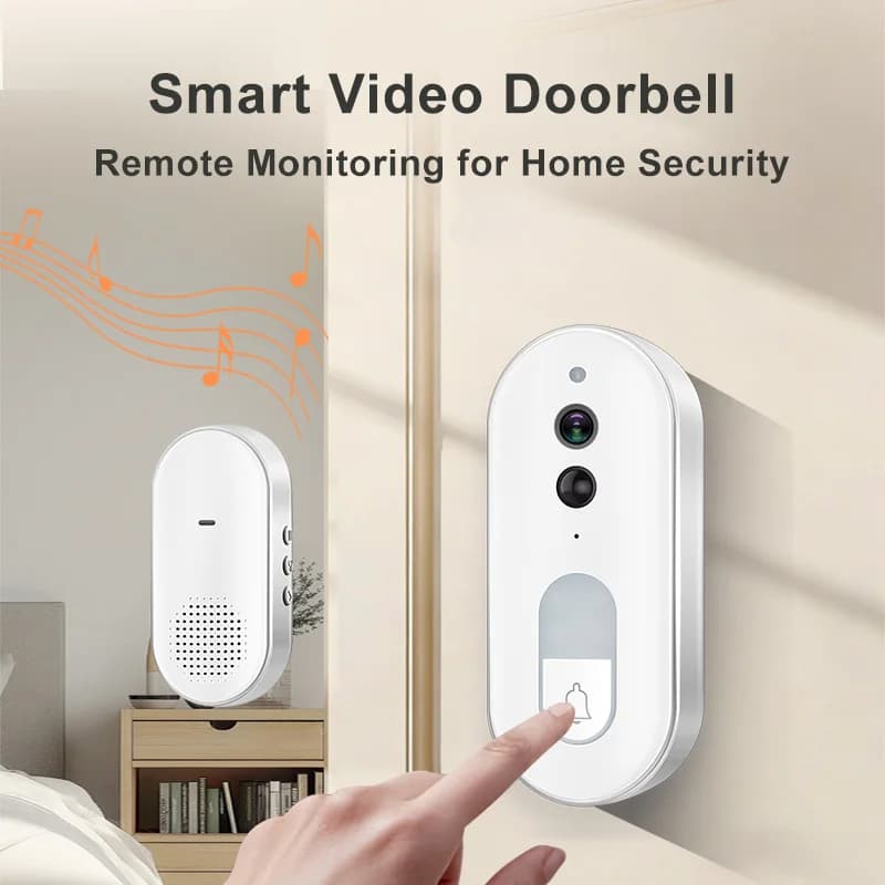 Videocitofono IP WiFi 720P con Visione Notturna IR e Campanello Interno, Basso Consumo, Compatibile con App Tuya