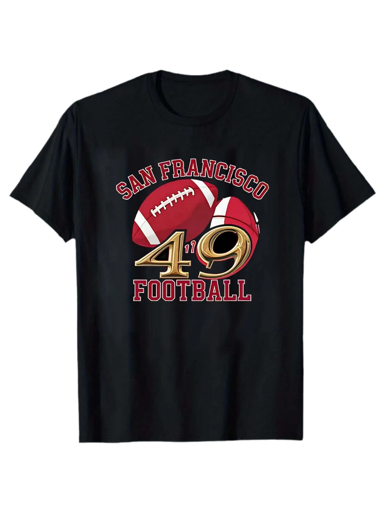 T-shirt unisex in cotone da uomo con grafica di football americano San Francisco 49ers, comoda per tutte le stagioni, pesante