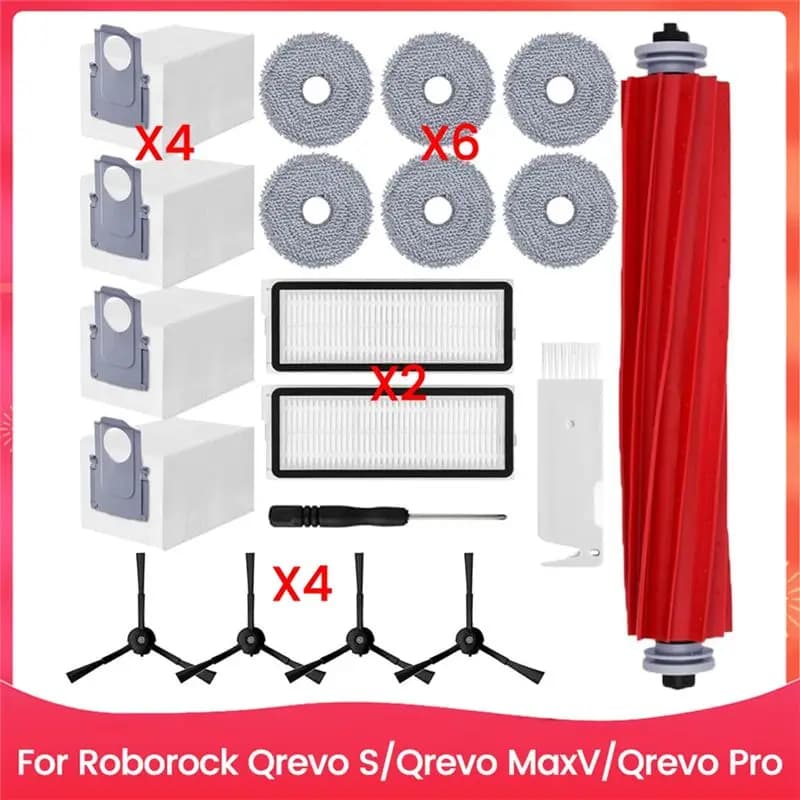 AEE2 - Ricambi e Accessori per Roborock Qrevo S/Qrevo Maxv/Qrevo Pro: Spazzola Principale, Spazzola Laterale, Filtro HEPA, Panno per la Pulizia
