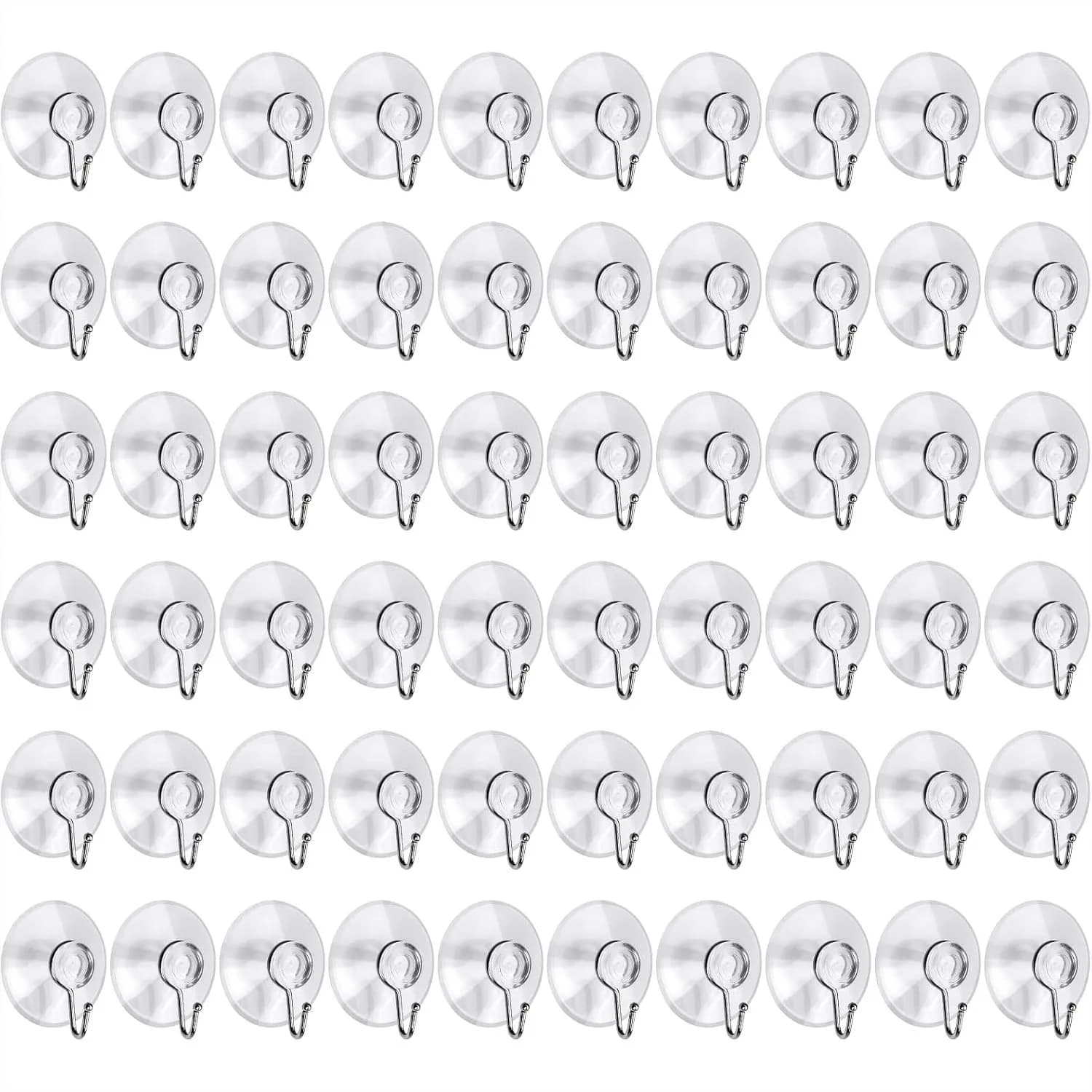 Confezione da 60 ventose trasparenti in PVC con ganci per doccia, finestre, cucina, bagno, vetro