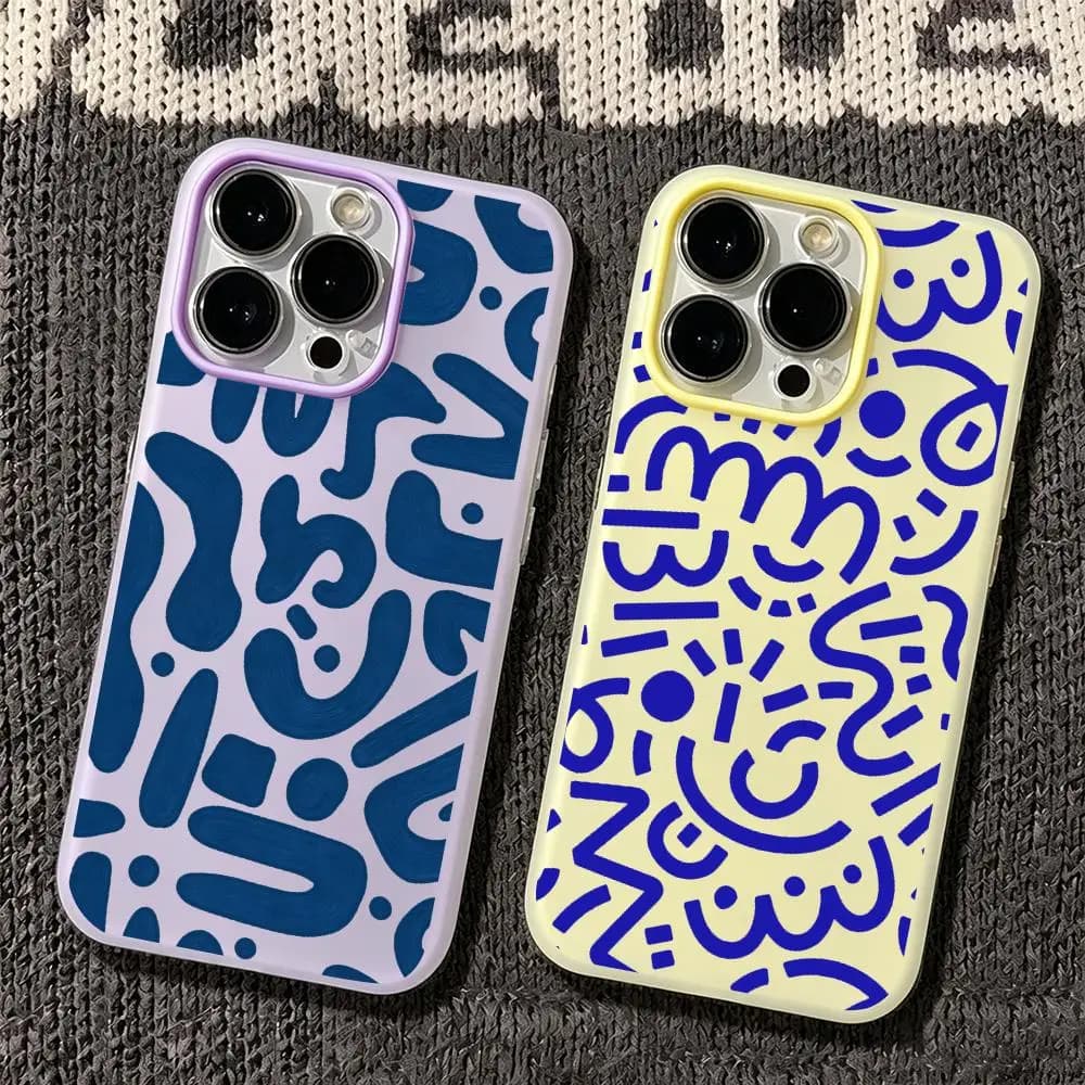 Custodia per telefono C-Colorful Graffiti GeometryS effetto gelatina 2 in 1 a doppio strato, compatibile con iPhone 17/16.