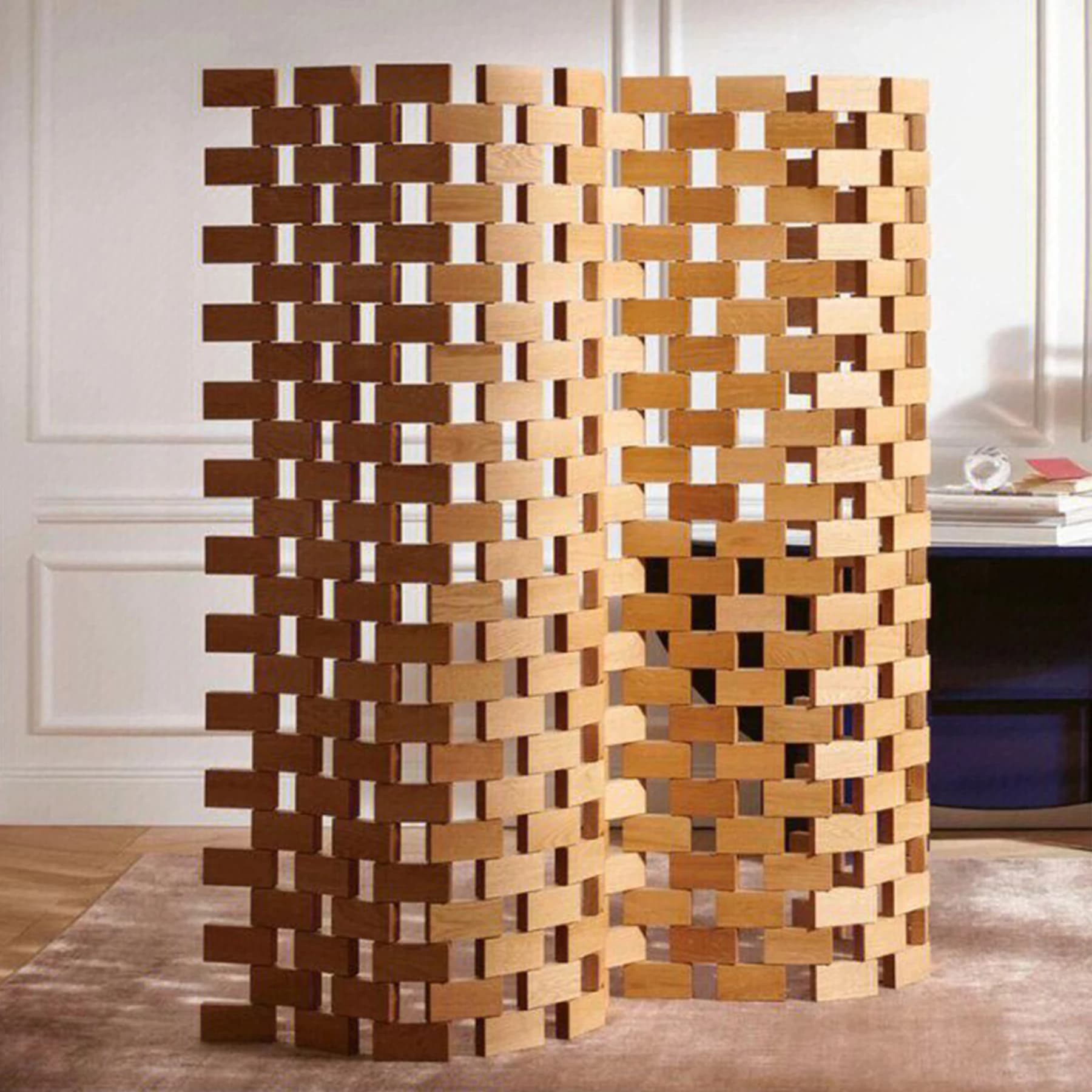 Originale in legno massello pieghevole building block schermo divisorio portico arte Nordico giapponese creativo moderno mobile superficie curva arco