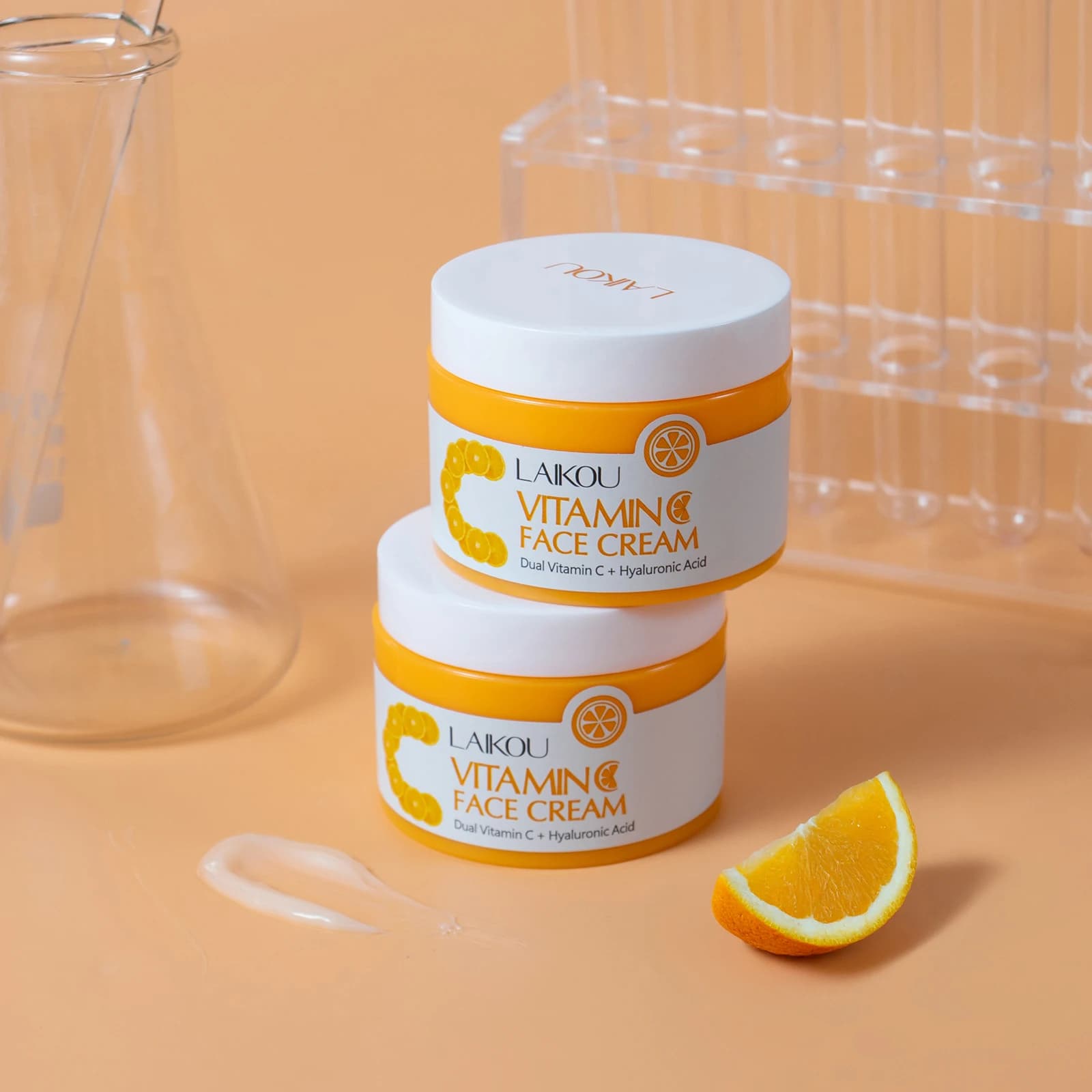 LAIKOU Crema Viso alla Vitamina C 50g Uniforma il Tono della Pelle Leviga le Rughe Sottili Idratante Illuminante Crema Idratante per il Viso