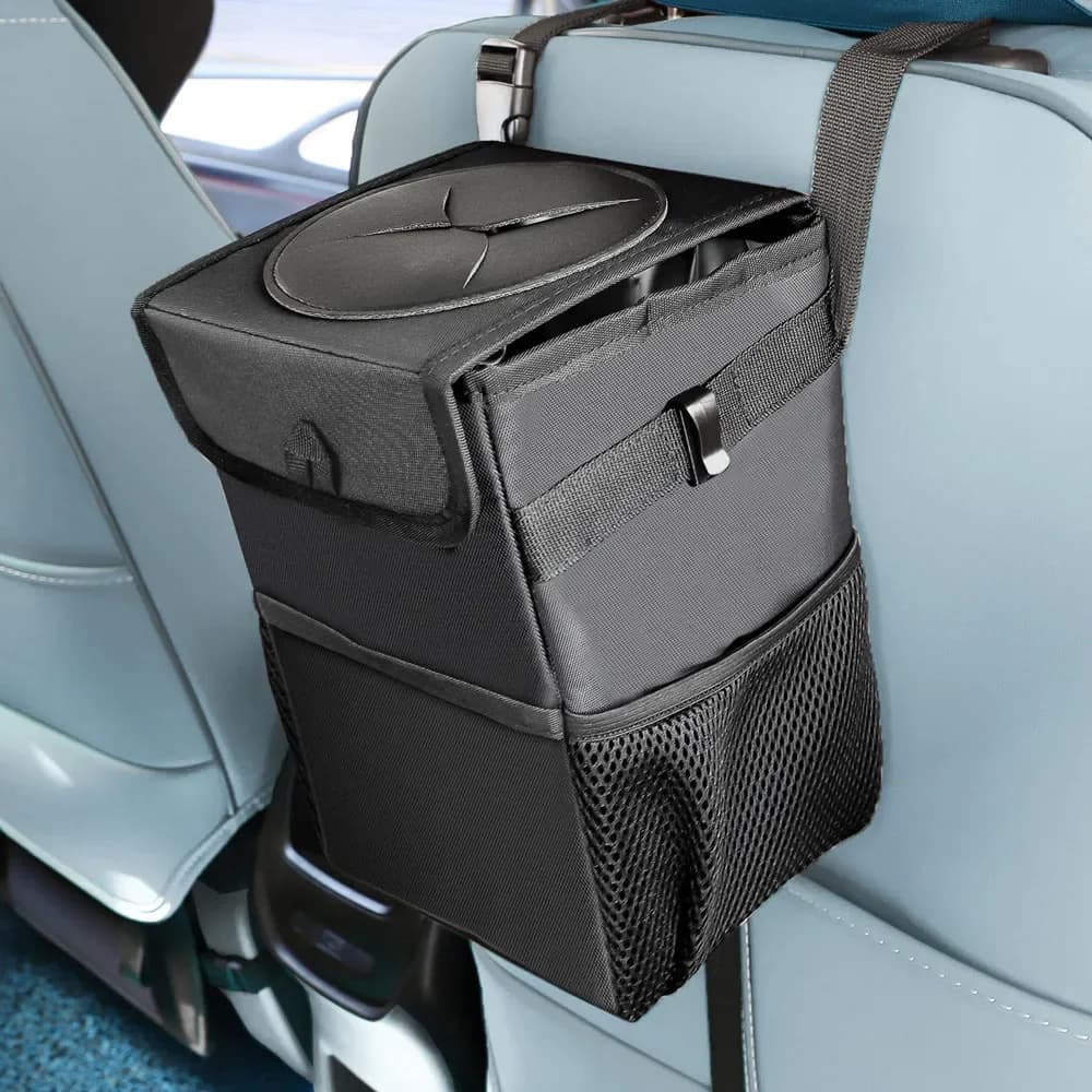 Bidone della spazzatura per auto impermeabile, contenitore per scarico, organizer multifunzione portatile, accessori interni pieghevoli per la spazzatura