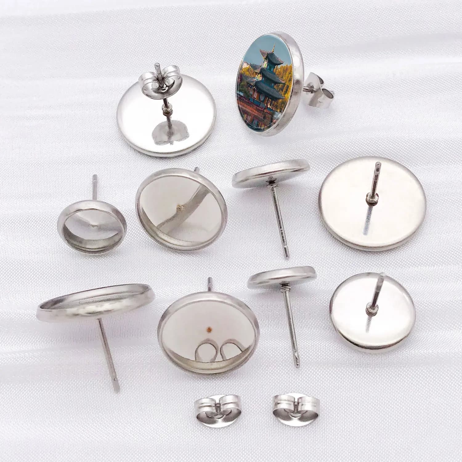 20 Piece Stainless Steel Empty Button Earrings Basic Pins With Earrings for DIY Jewelry Creation