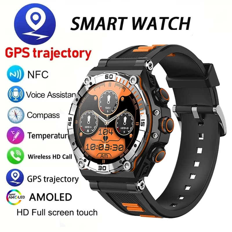 Nuovo Smartwatch Sportivo 2026 con Display AMOLED da 1,43 Pollici, Monitoraggio Frequenza Cardiaca, Ossigeno nel Sangue, Pressione Sanguigna, GPS e Traiettoria Sportiva