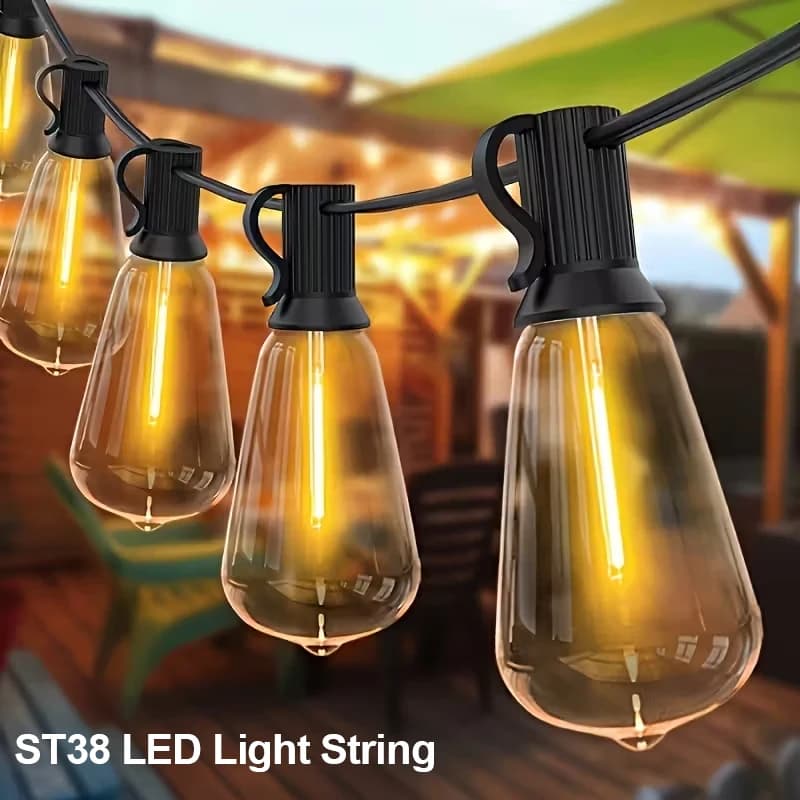 20M 30M ST38 Ghirlanda di luce String Lampadine LED infrangibili Esterno IP44 Patio Giardino Festa di nozze Lampada per decorazioni natalizie di Halloween