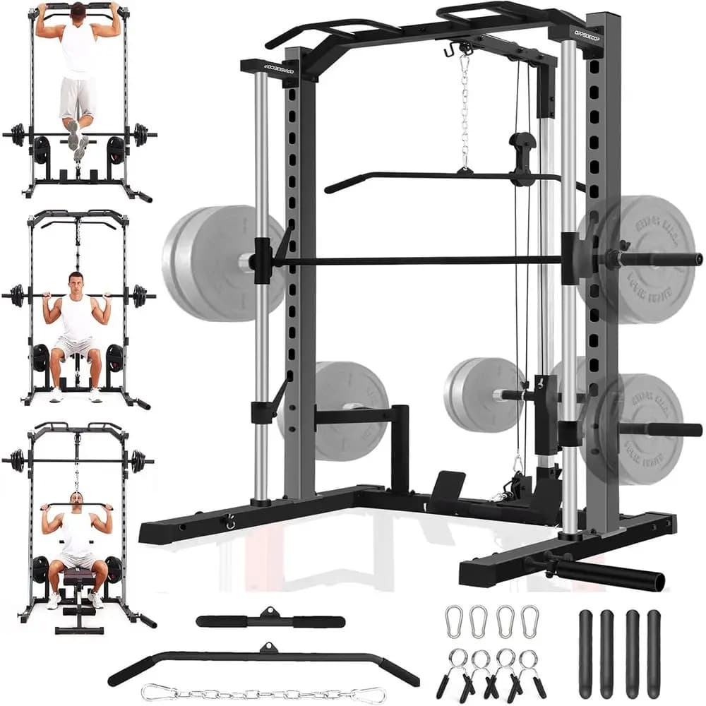 Power Rack Versatile with Lat Pulldown, Traction Bar, Storage Space and Accessories Additives for Food