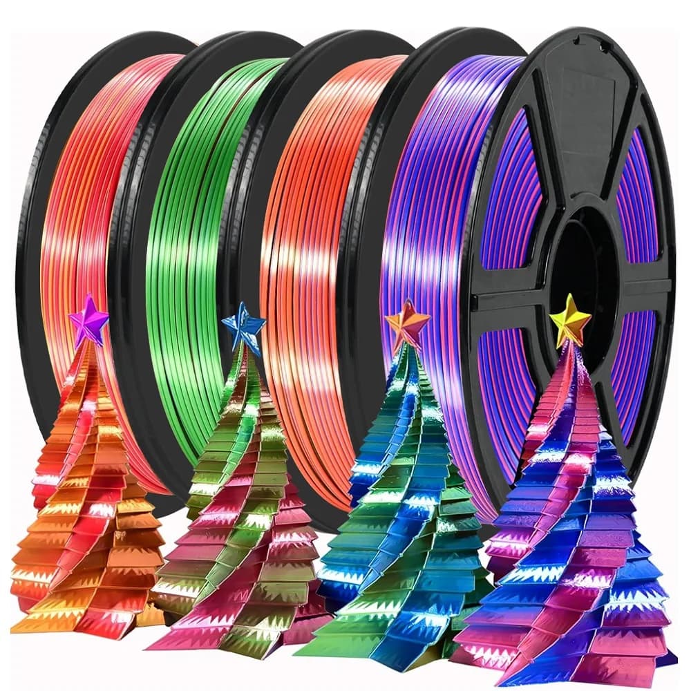 Filamento Bicolore in Seta PLA 1.75mm 1kg/500g/250g Materiali per Stampanti 3D Filamento PLA Bicolore Rosso Nero Verde Oro Confezione Multipla