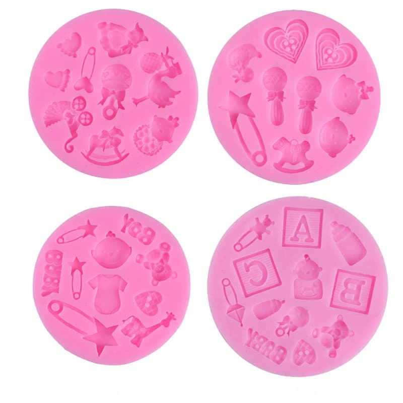 Piedini per passeggino Lettera per biberon Stampo in silicone Serie per bambini Forniture per feste Strumenti per la cottura della tazza Accessori per la decorazione della torta