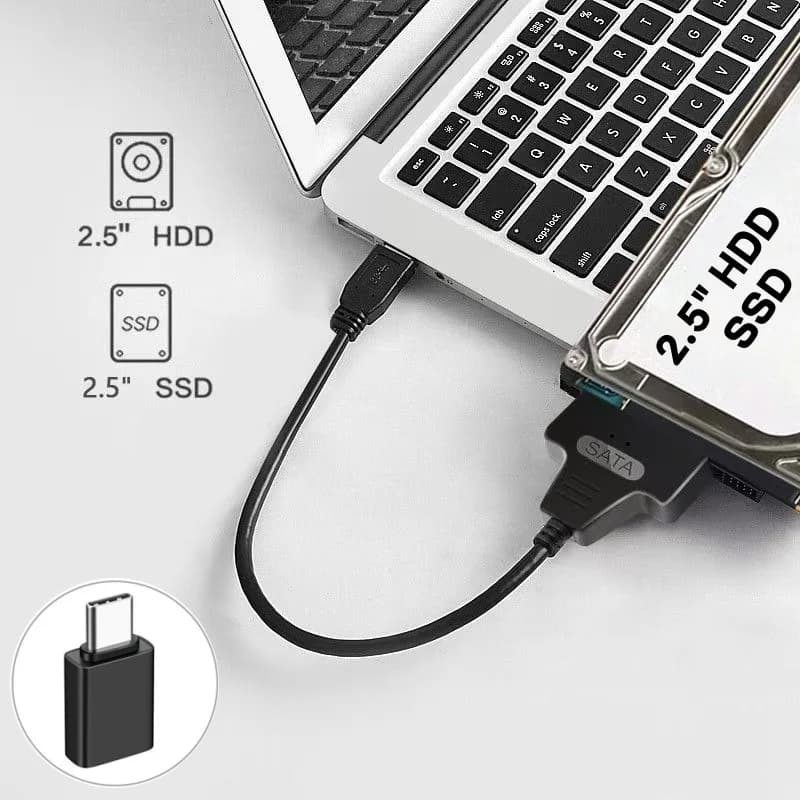SATA to USB 3.0 Adapter USB3.0 SATA3 Cable 5Gbps Support 2.5inch External HDD SSD Hard Drive 22Pin SATA III to USB3.0 Data Cable