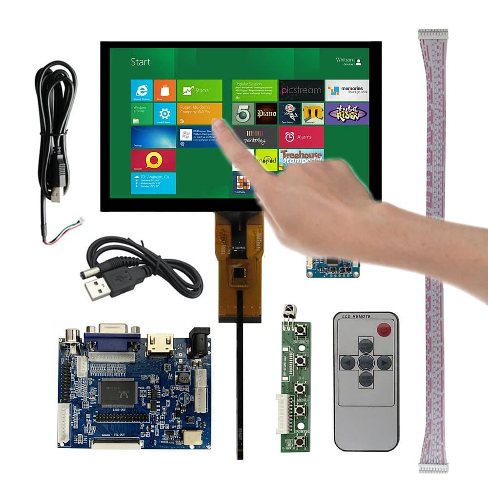 7 inch LCD display compatible with VGA/AV/HDMI + USB capacitive touchscreen with driver card for Raspberry Pi Banana