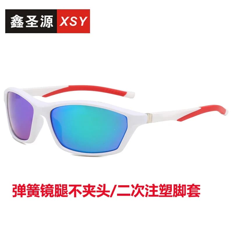 Occhiali da sole sportivi Xinshengyuan, piccoli, quadrati, colorati, per ciclismo, stile europeo e americano, da uomo, vendita all'ingrosso, modello Spring Feet.