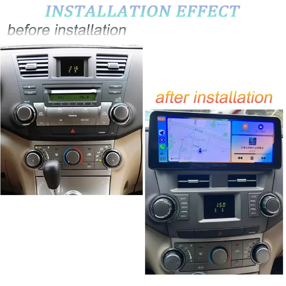 12.3 "Android 14.0 CarPlay 4G WiFi Navigazione GPS Bluetooth RDS DSP Lettore multimediale Autoradio per Toyota Highlander 2009-2014