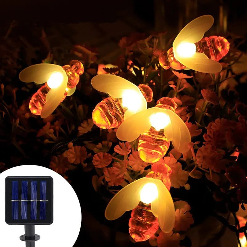 Luci Solari a Forma di Ape, 8 Modalità, 20/50/100 LED, per Giardino, Recinzioni, Alberi, Prati, Matrimoni, Decorazioni