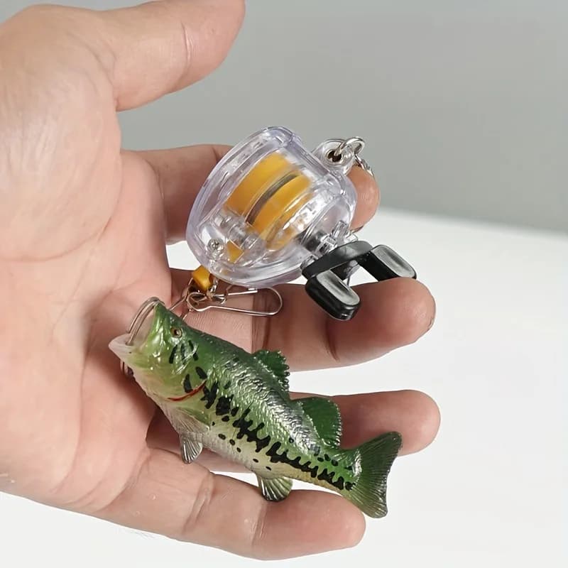 3D Slipper Keychain, Esca Fishing Stick, Fisherman's Sea Fishing Platform, Backpack Pendant, Fishing Equipment Accessories