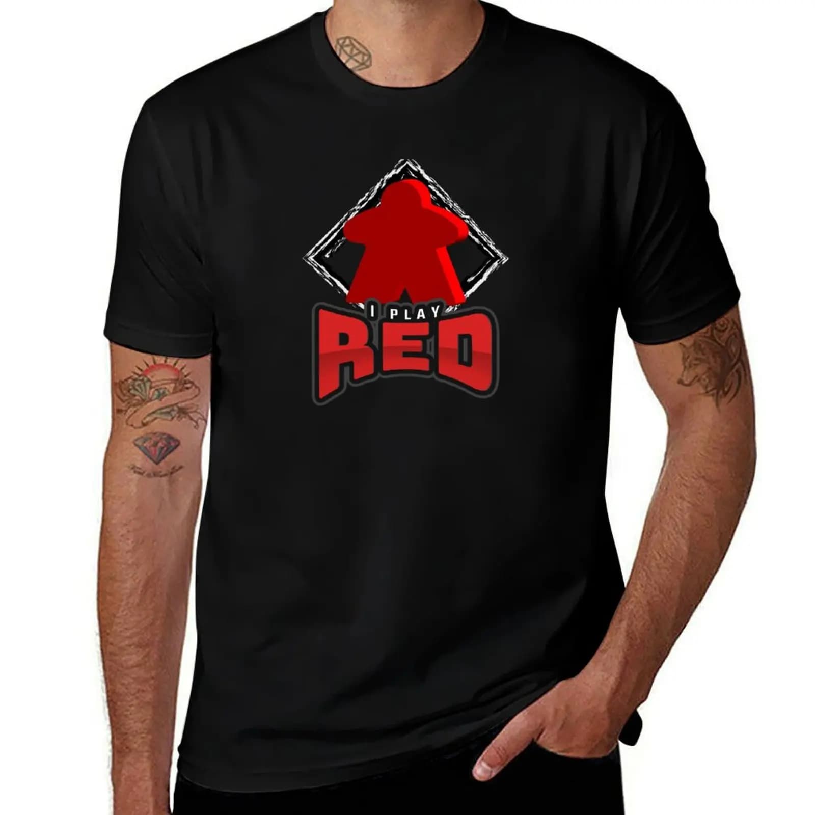 Gioco sempre con il gioco da tavolo rosso Meeple Player T-shirt da gioco da tavolo a colori semplici magliette anime anime magliette divertenti per uomo