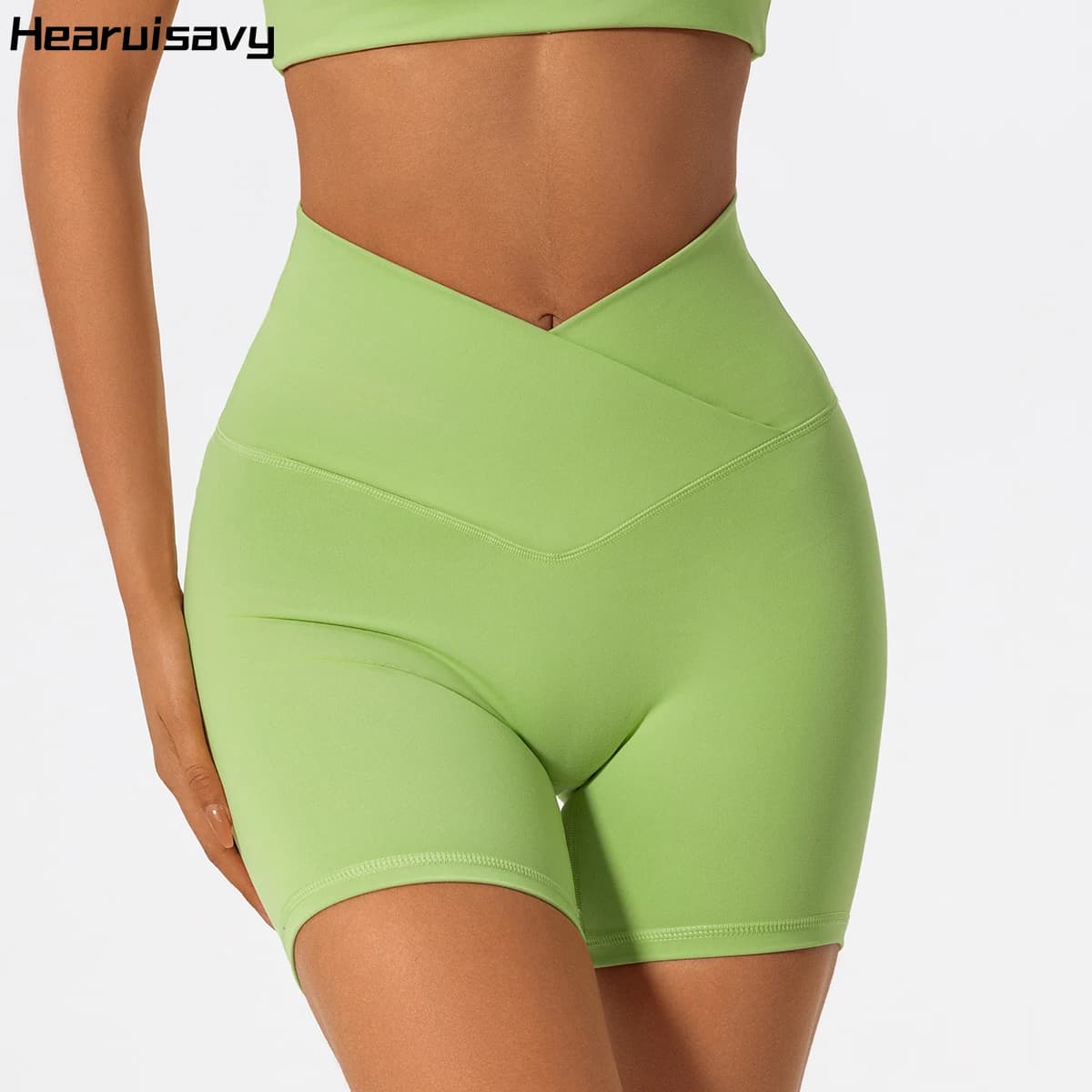 Hearuisavy Cycling Pants with Waist Crusade, Women's Gym Shorts, Breathable Yoga Clothing, High Waist Sports Leggings