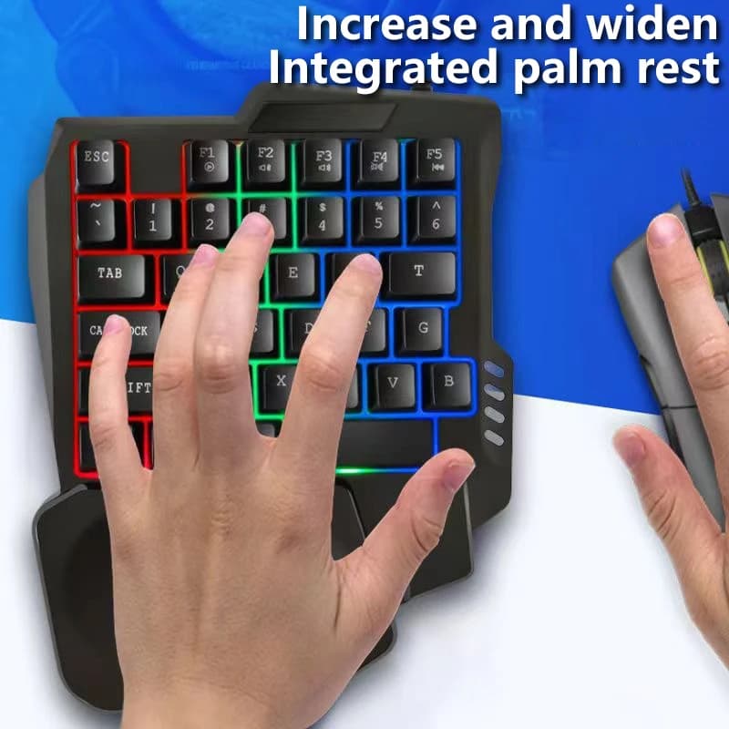 Tastiera da gioco RGB Mini USB a una sola mano Ultra-sottile cablata 35 tasti Tastiera retroilluminata con una sola mano per computer PC portatile