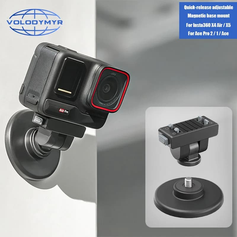 VOLODYMYR Supporto Magnetico a Sgancio Rapido per Insta360 X4 Air/X5/Ace Pro2/1/Ace, Montaggio per Casco, Moto, Auto