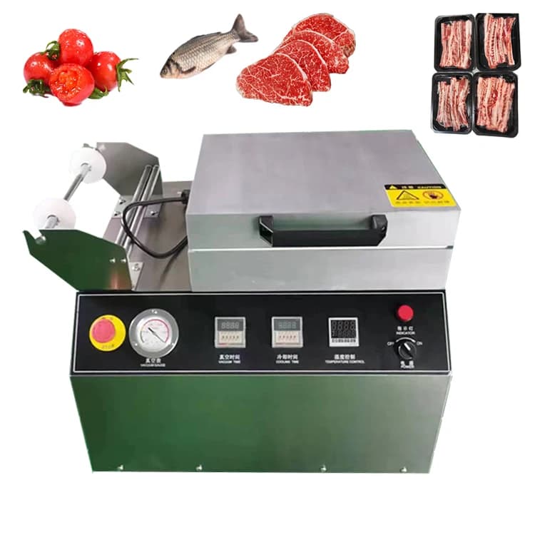 Commercial Small Manual 4 Chamber Vacuum Skin Packaging Machine/ Food Plastic Containers Tray Sealing Machine Customize