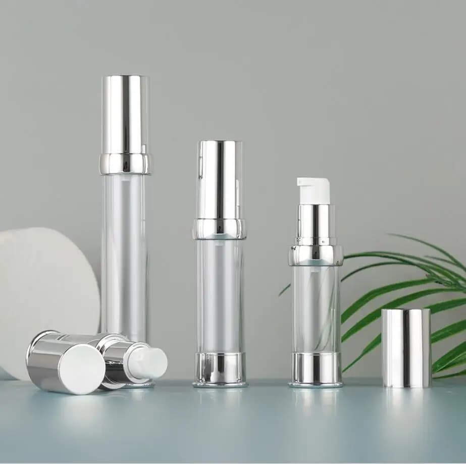 Flacone airless da 30ml con pompa in plastica per lozione, emulsione, siero, fondotinta, tonico, essenza contorno occhi, prodotti per la cura della pelle, confezione cosmetica