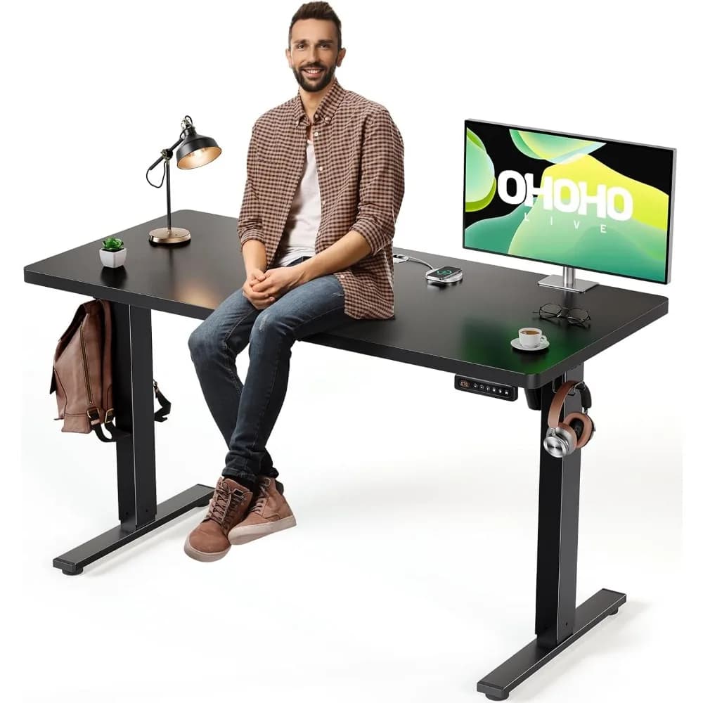 Scrivania elettrica da terra regolabile - Scrivania Sit Stand up da 48 x 24 pollici con gestione dei cavi - 3 schede di altezza regolabili preimpostate di memoria
