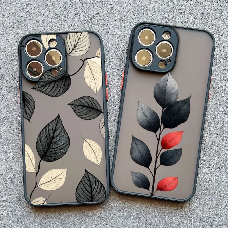 Black Tree Branches Leaves Phone Case For iPhone 16 15 Pro Max Plus 14 13 12 Mini 11 Pro Max X XR XS 8 7 Plus SE2 Back Covers