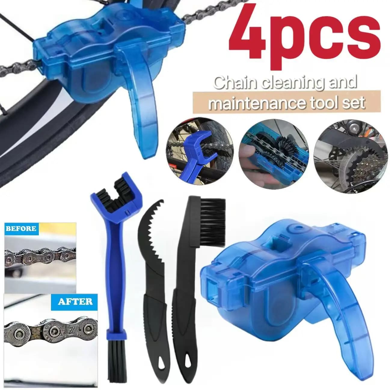 Chain Cleaner Cleaning Bicycle 3D Chain Brush Wash Tool Set MTB Bike Protection Oil Bike Chain for Mountain Cycling Accessories