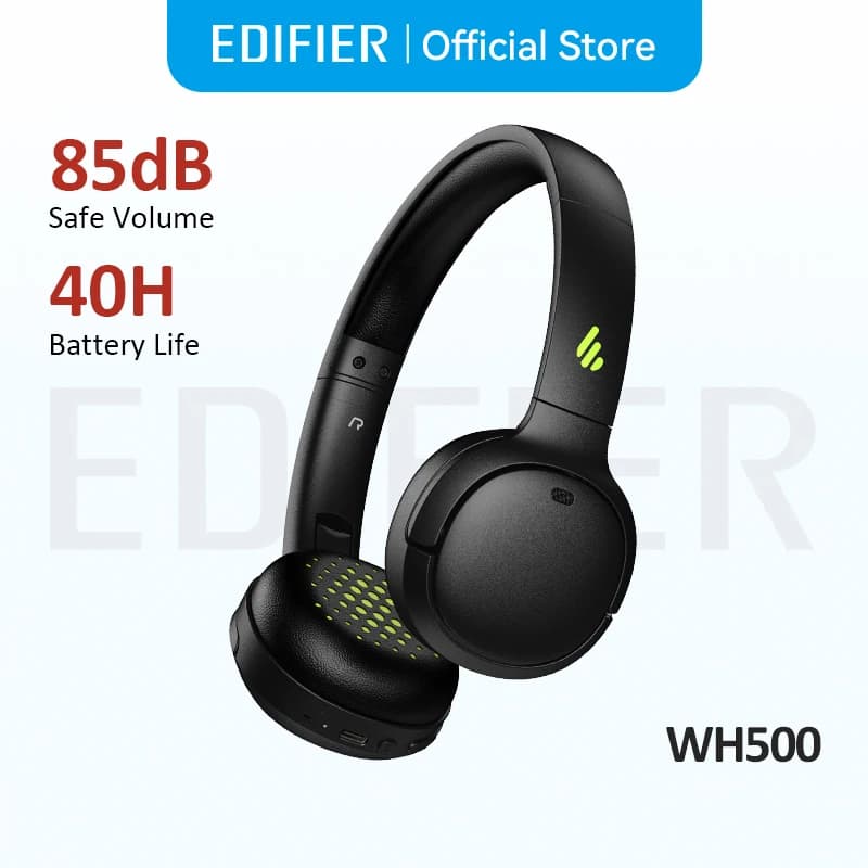 Edifier WH500 Cuffie Bluetooth wireless Cuffie on-ear Leggere e pieghevoli Doppia connessione Durata della batteria 30 ore