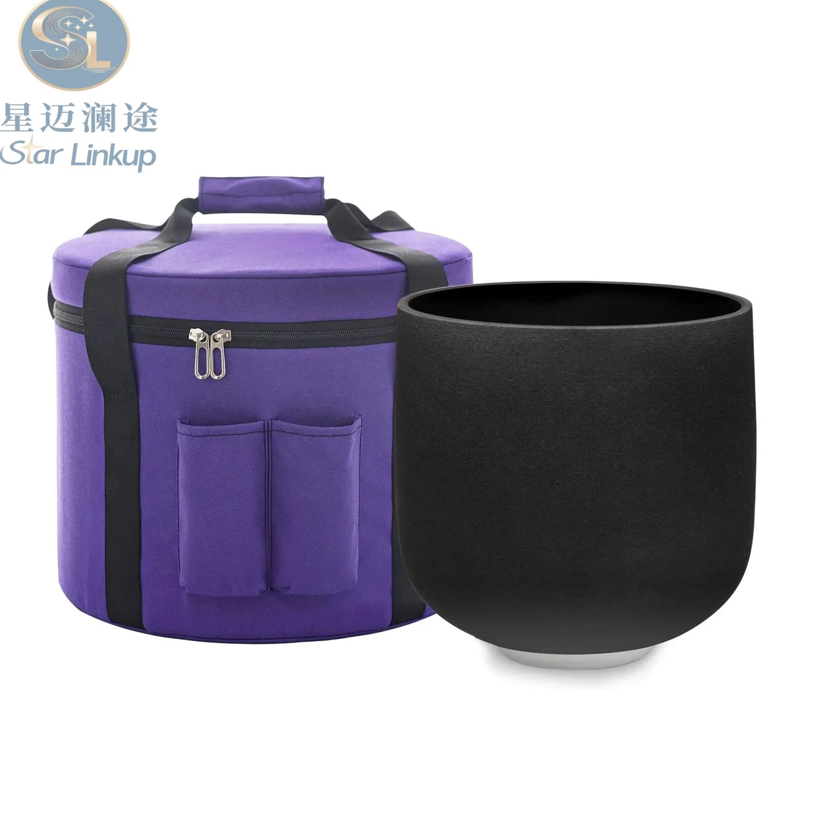 Star Linkup 8" 440Hz Double Black Chakra Frosted Quartz Crystal Singing Bowl with Free Storage Case Sound Healing Instrument for Yoga Sound Bath Meditation Chakra Balancing & Energy Cleansing