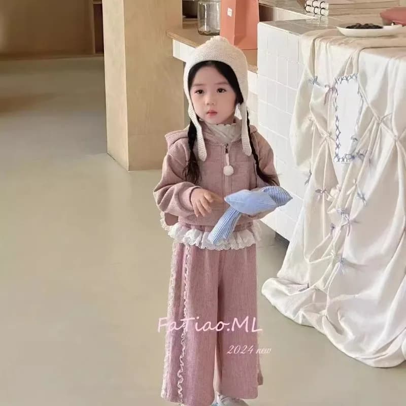 Girls' Spring Set New Fashionable Children's Girl Baby Spring and Autumn Coat and Pants Two Piece Set