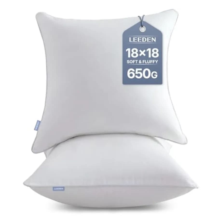 x Pillow serts Set of 2 - Throw Pillow serts with 100% Cotton Cover - ch Square Decorative Pillows for Sofa, Couch, Bed and Hom