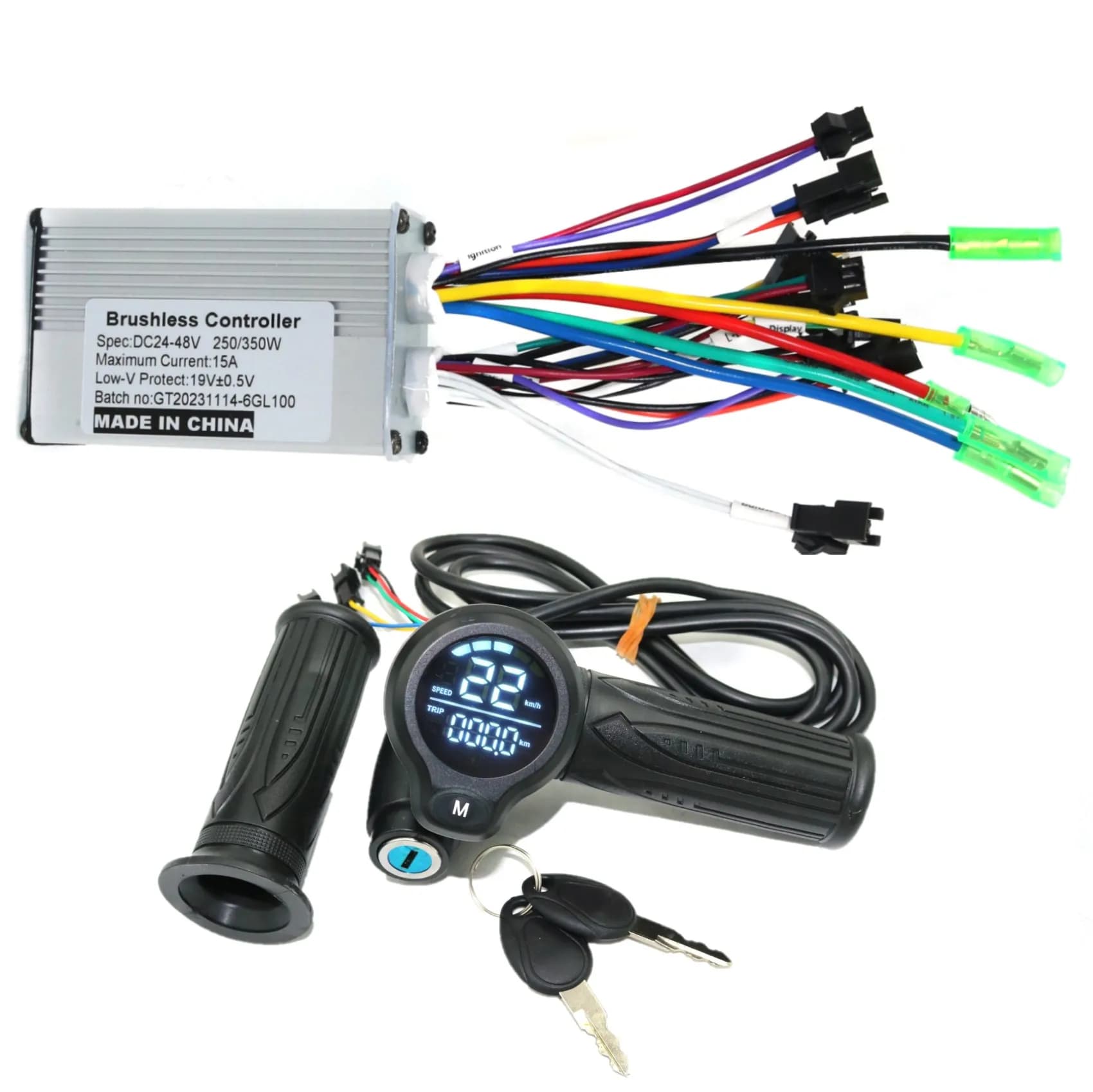 GREENTIME 24V/36V48V 250W 15A brushless motor drive dual mode universal controller with LCD speed display throttle