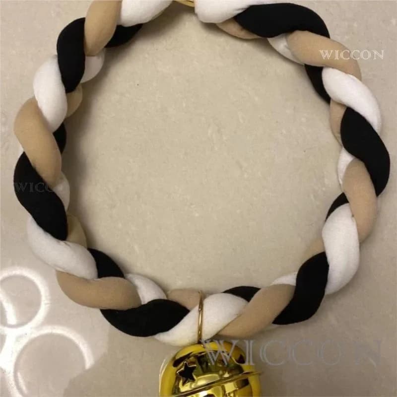 CyFursuit Braided Choker Necklace Christmas Party Animal Cosplay Prop Rope Necklace 2color Bell 60cm Collar for Furry Cosplay