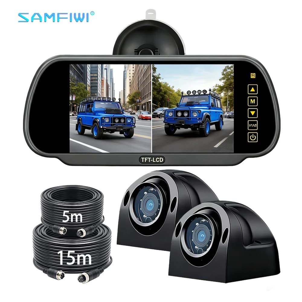 7 inch Car Monitor 2CH AHD Car Screen Recording DVR With IR Night Vision Backup Camera Vehicle Rear View Camera For TRUCK RV BUS