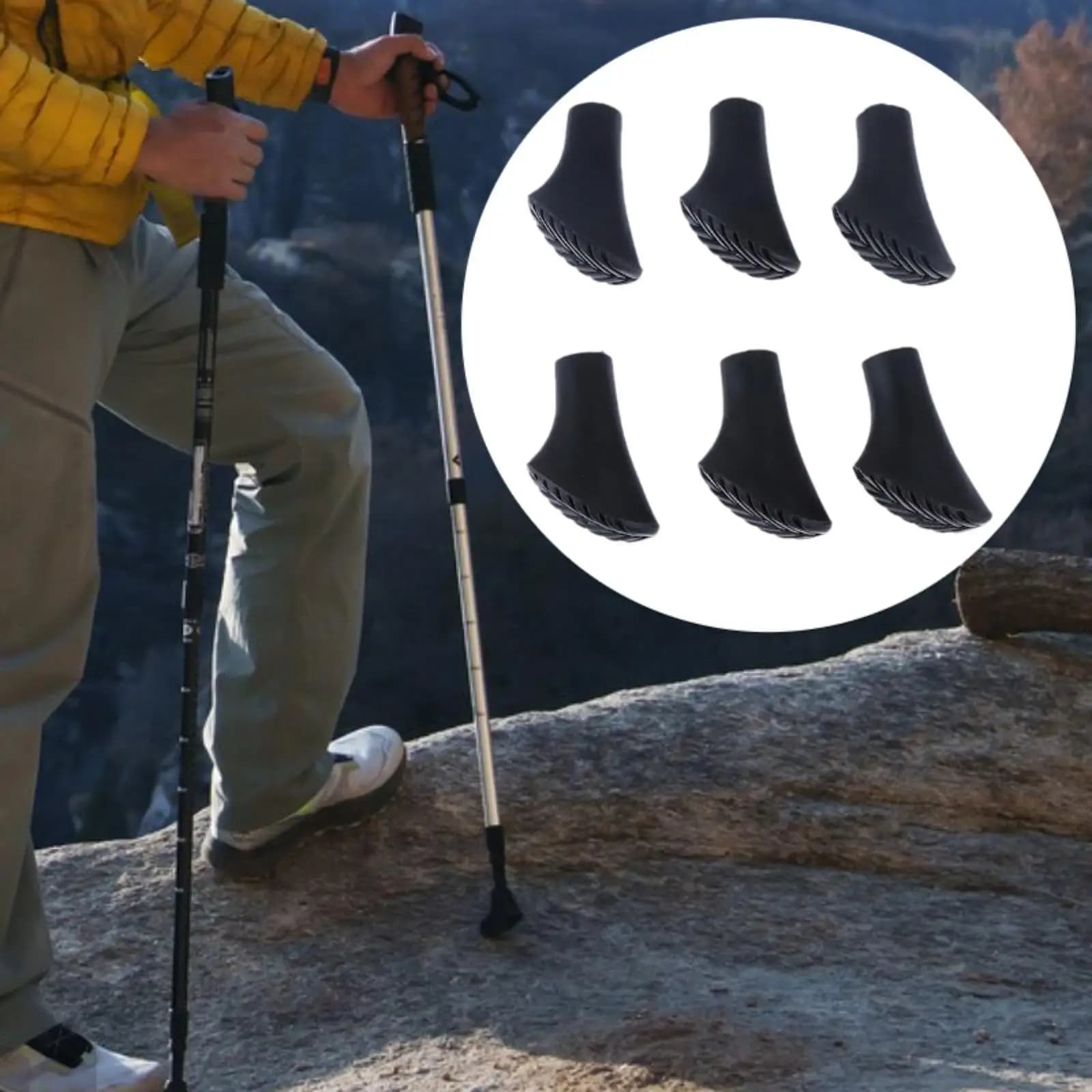 6Pcs Trekking Pole Tips Nordic Walking Pole Anti Slip Replacement Tips End