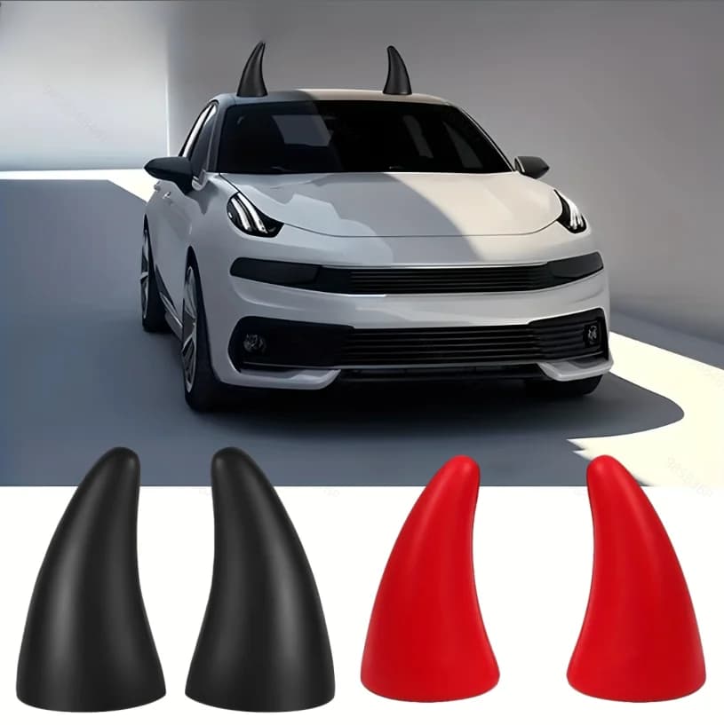 Car Truck Elasticity 3D Devil Horn Wall decal Bumper Decor Anti collision Big devil horns for motorcycle bike ski helmets