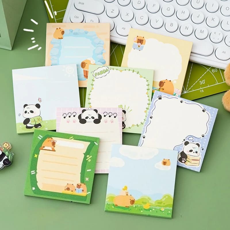 Quaderno Kawai Stationery Panda, Stile Studentesco di Alta Qualità, Adesivi Strappabili, Articoli Scolastici Carini, Indice in Carta con Adesivi