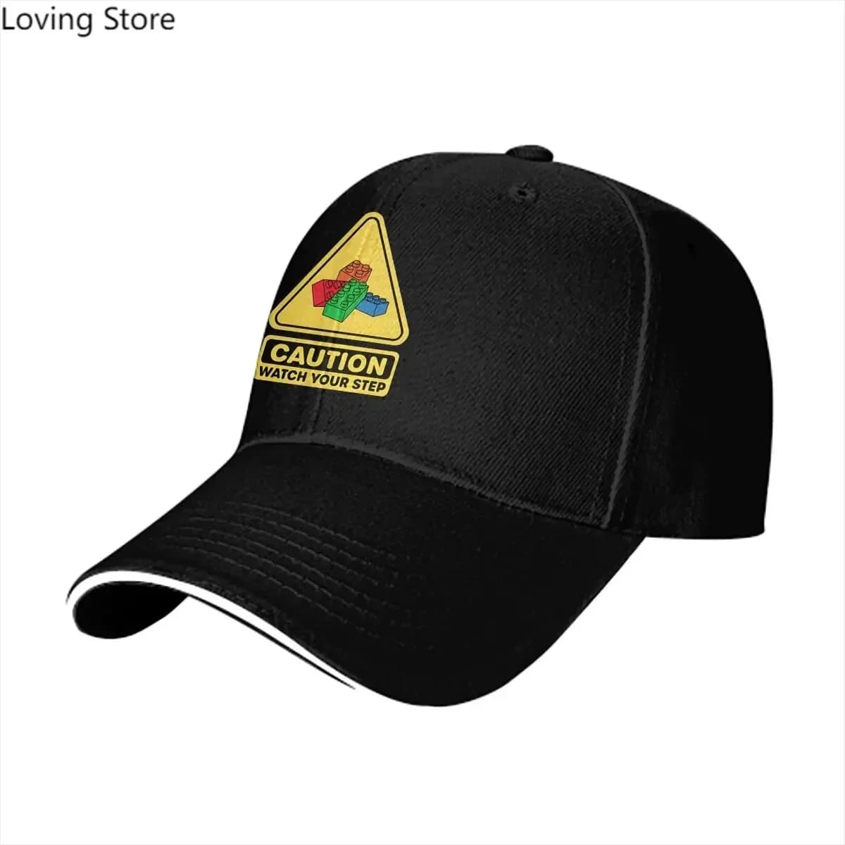 Blocchi da costruzione Cappello multicolore Berretto con visiera Attenzione Guarda il tuo passo Giocattolo Blocco da costruzione in mattoni Cappelli di protezione visiera AFOL