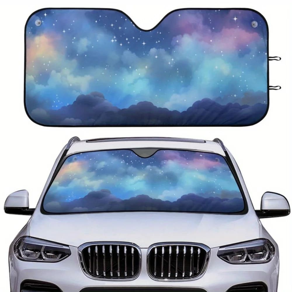 Lofi Night Purple Pink Space Nebula Car Sunshade Gift For Her Windshield Car Accessory Window Cover For Trucks And Cars Galaxy C
