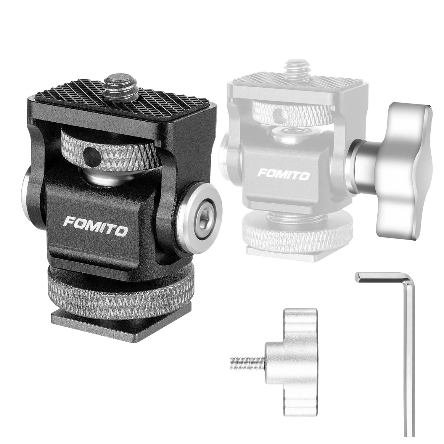 FOMITO Supporto per mini monitor Supporto per monitor per fotocamera Scarpa fredda Inclinazione girevole regolabile per fotocamera con microfono per monitor a luce LED
